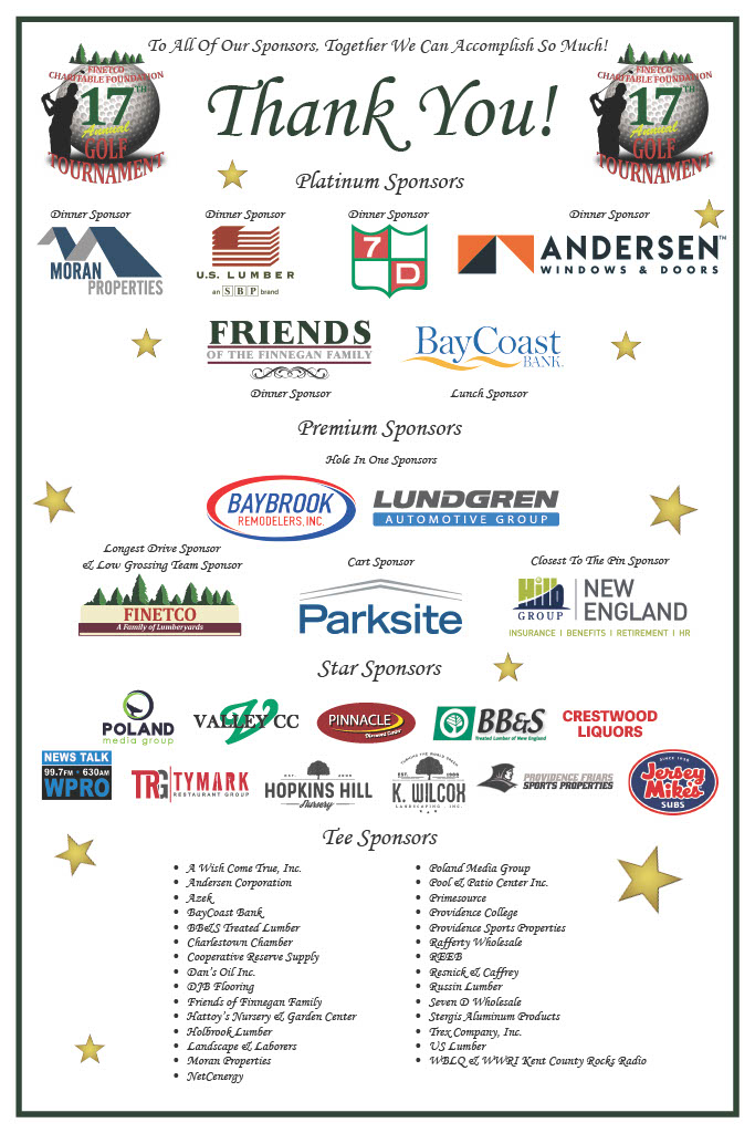 List of companies to thank for Golf tournament